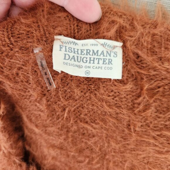 Fisherman's Daughter Cape Cod oversized fuzzy rust sweater size M - Picture 5 of 5